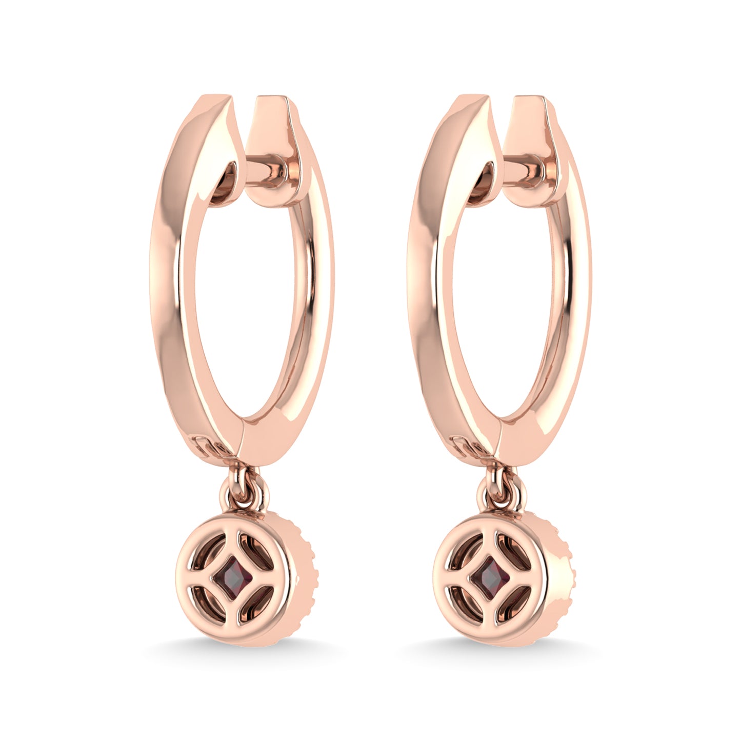 14K Rose Gold Ruby and Diamond 1/5 Ct.Tw. Fashion Earrings