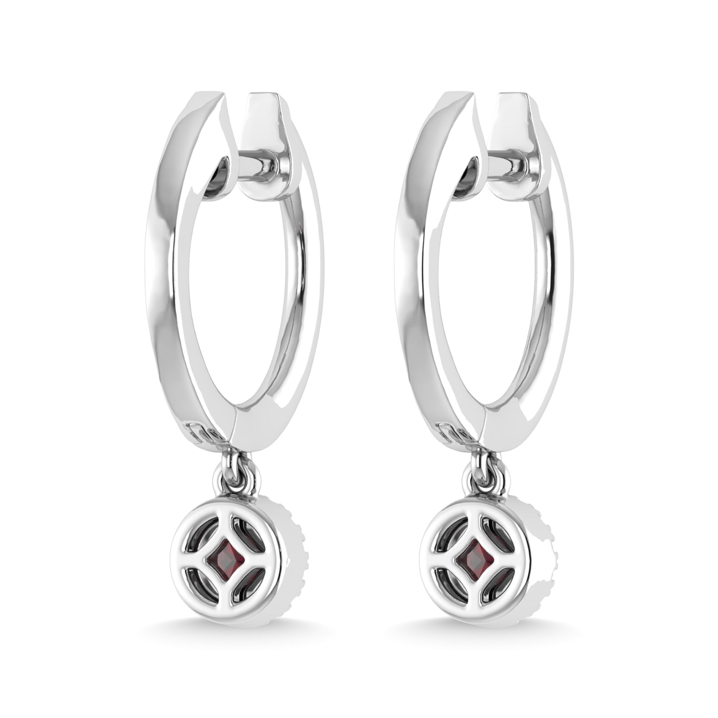 14K White Gold Ruby and Diamond 1/5 Ct.Tw. Fashion Earrings