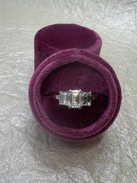 3-Stone Emerald Cut Diamond Engagement Ring