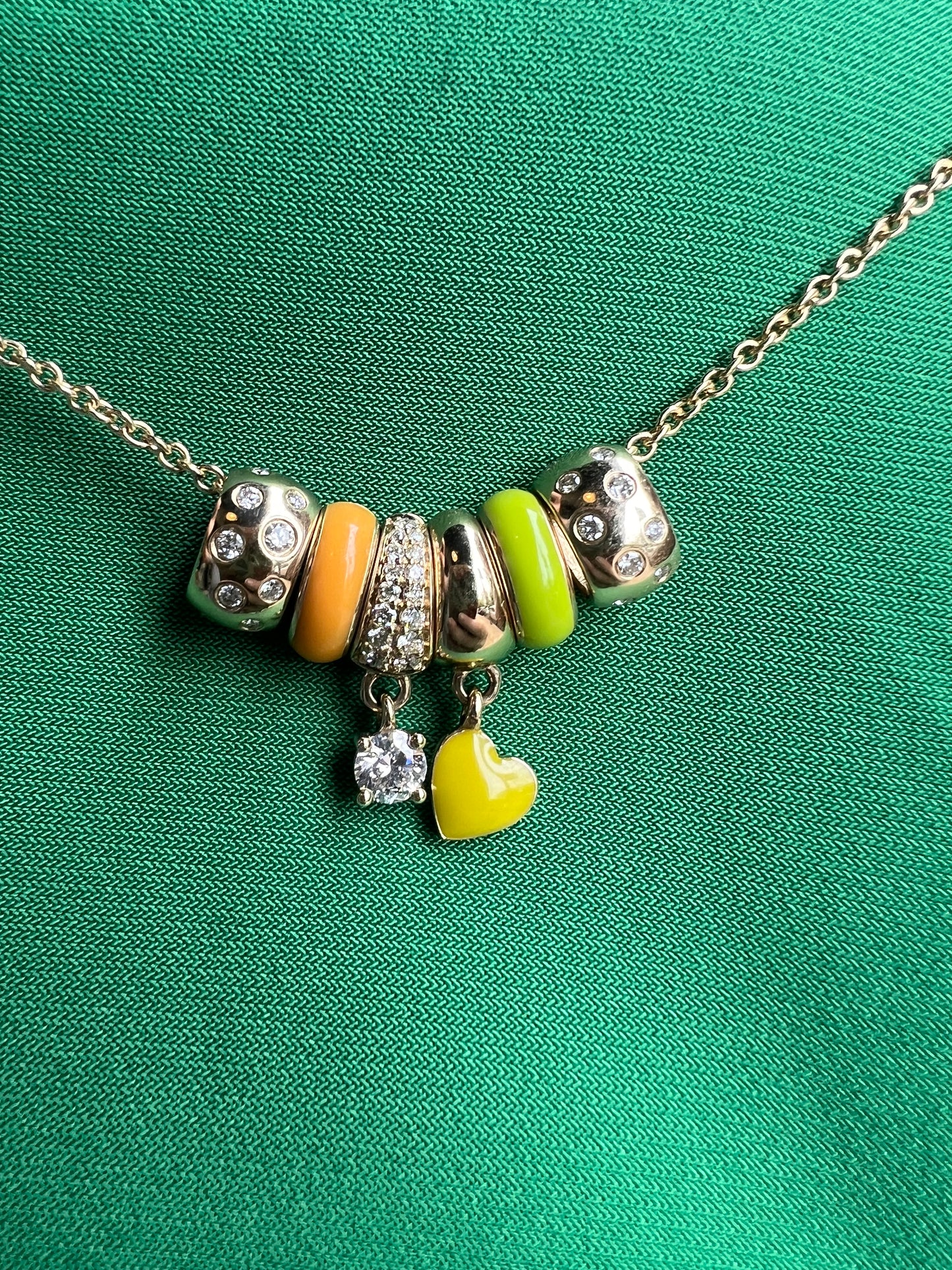 White & Green Double Sided Enamel Charm