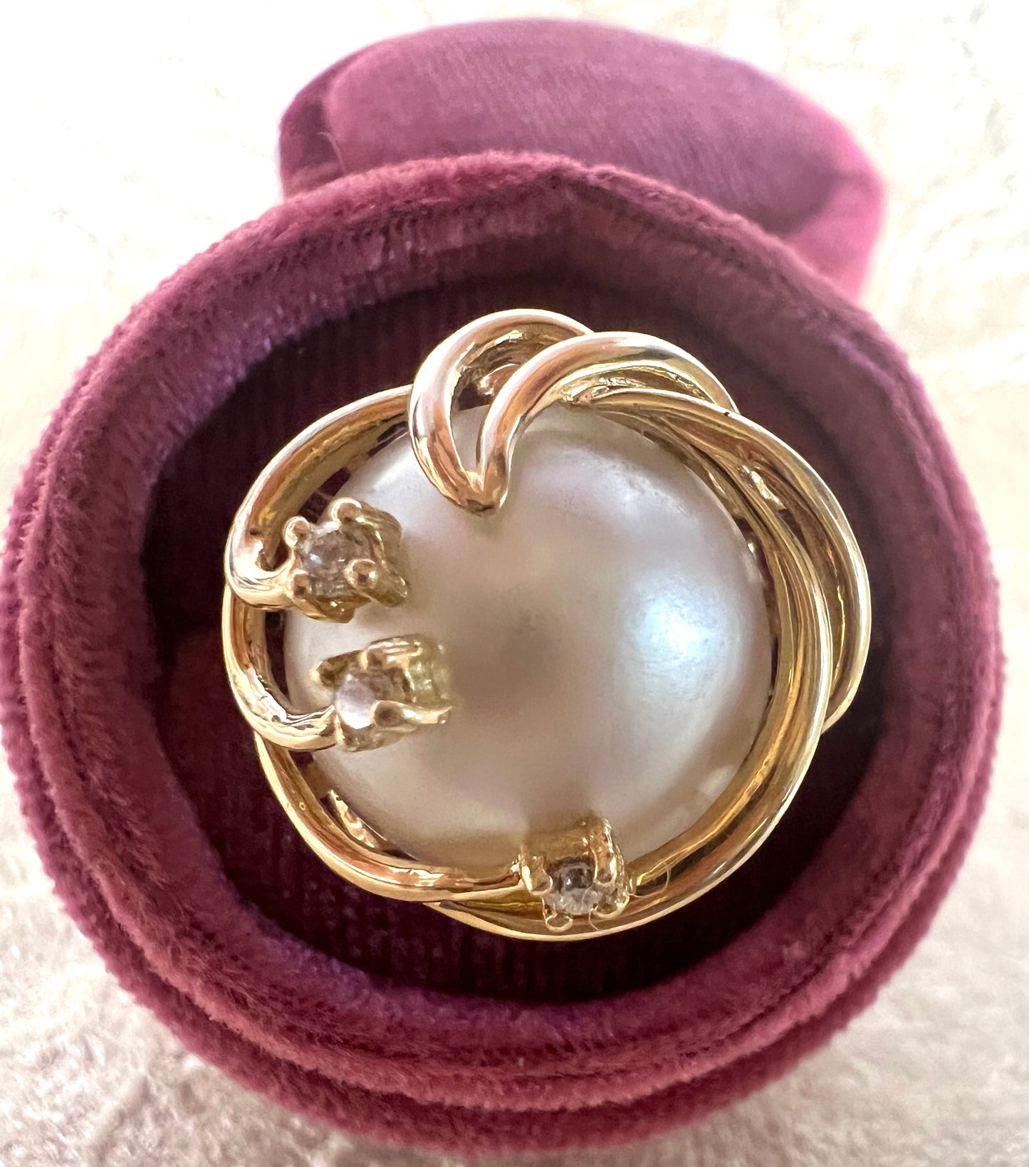 Pearl Diamond 14kt Yellow Gold Estate Ring