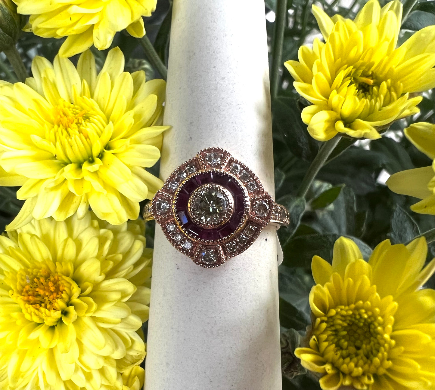 Ruby Diamond Art Deco Ring