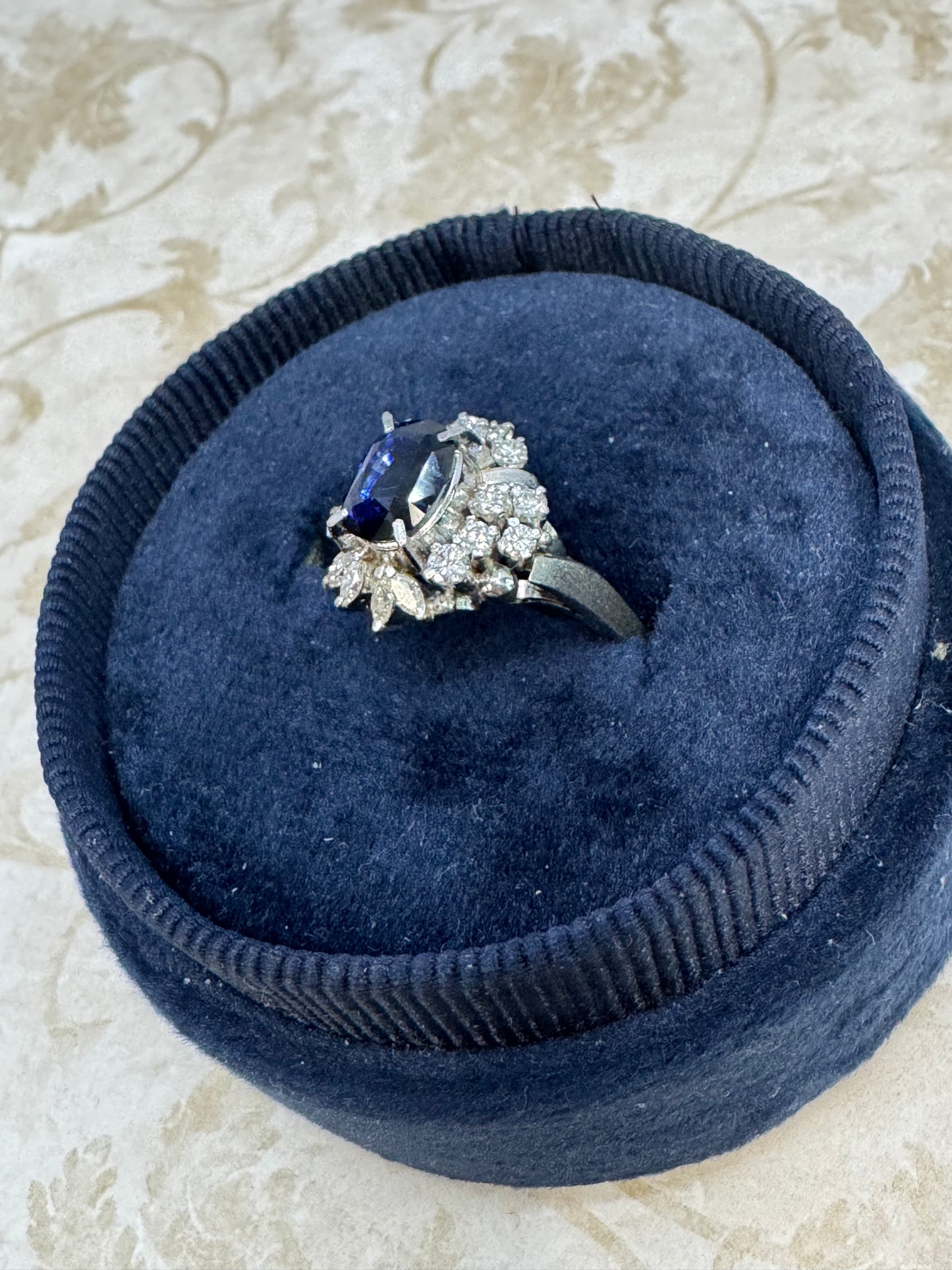 Sapphire Diamond Halo Ring