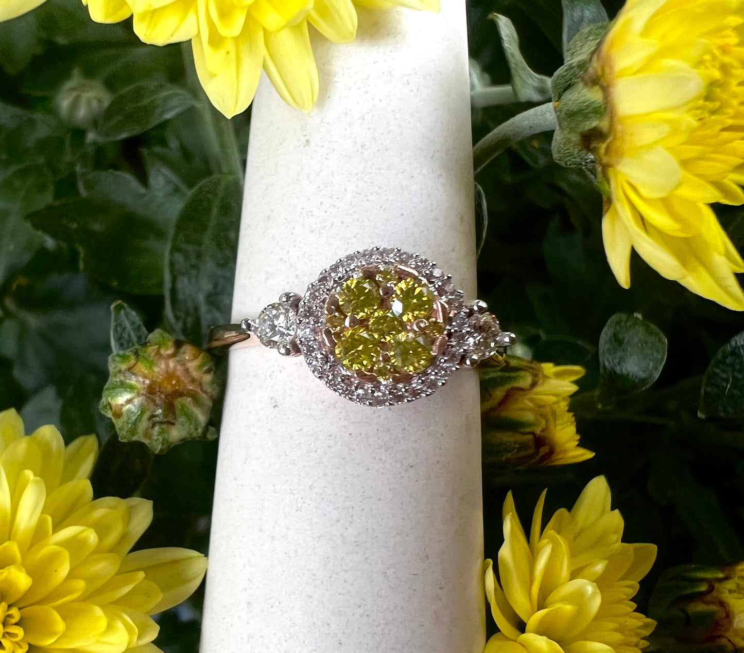 Yellow Diamond Cluster Ring