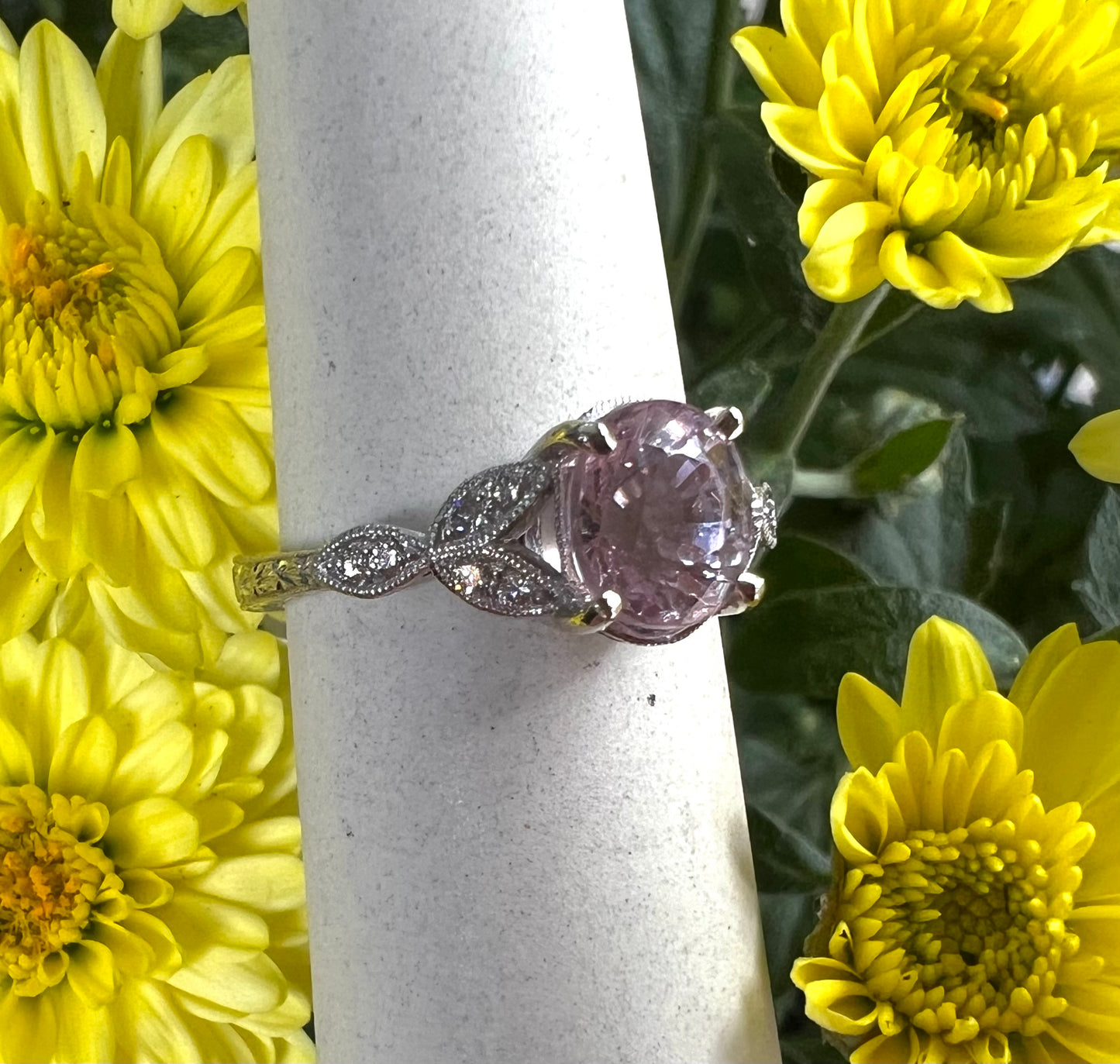 Pink Spinel Diamond Ring