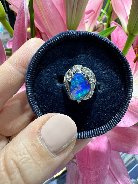 Black Australian Opal Ring