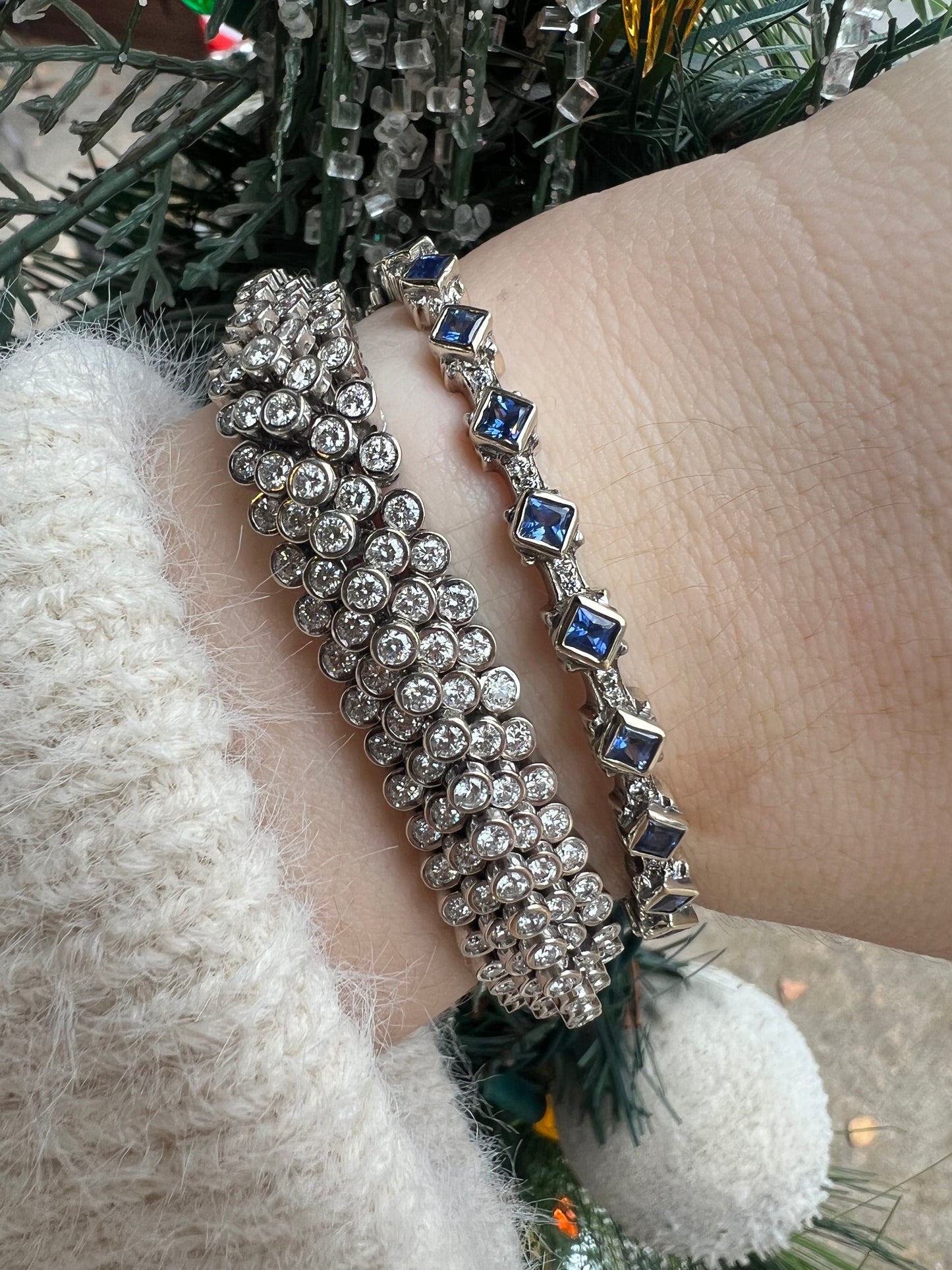 Sapphire and Diamond Hinge Bangle