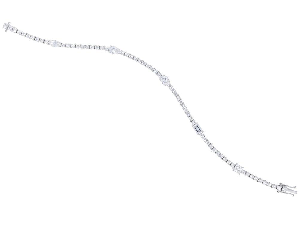 Alternating Multi Shape Diamond Tennis Bracelet