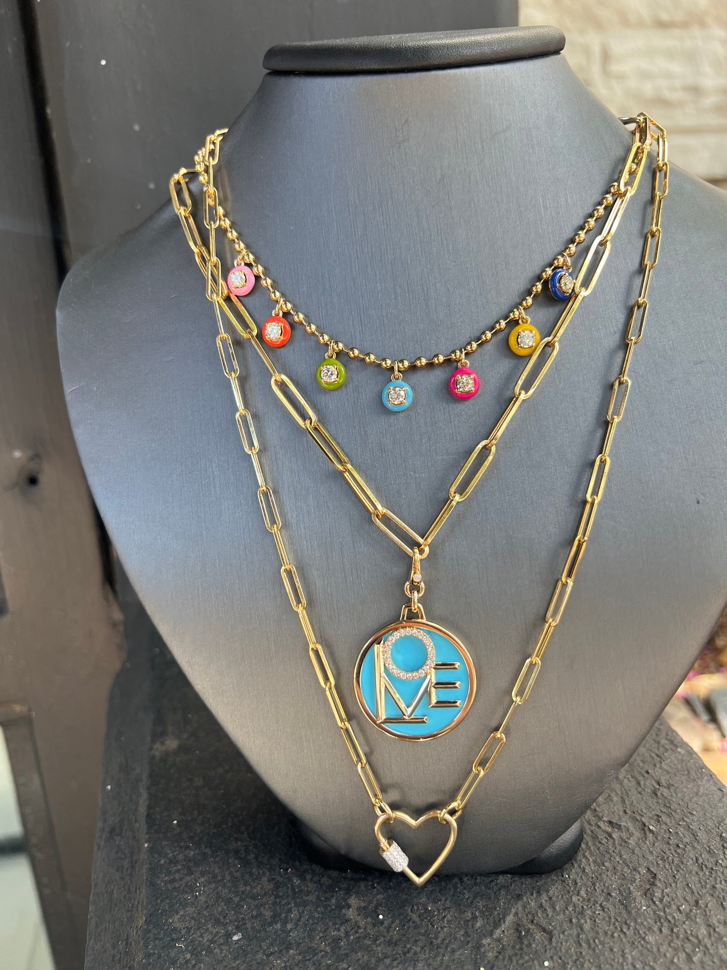 Yellow Gold Paperclip Layering Necklace 18 in