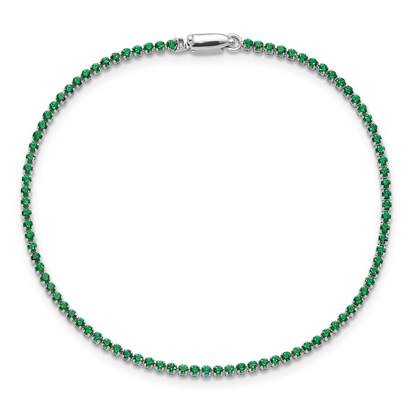 14kw 1.5mm Created Emerald Tennis Bracelet