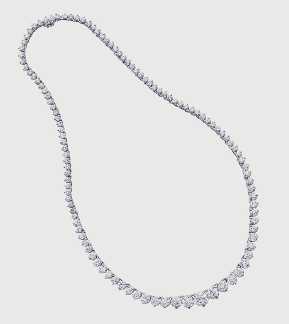 3 Prong Diamond Graduating Tennis Necklace