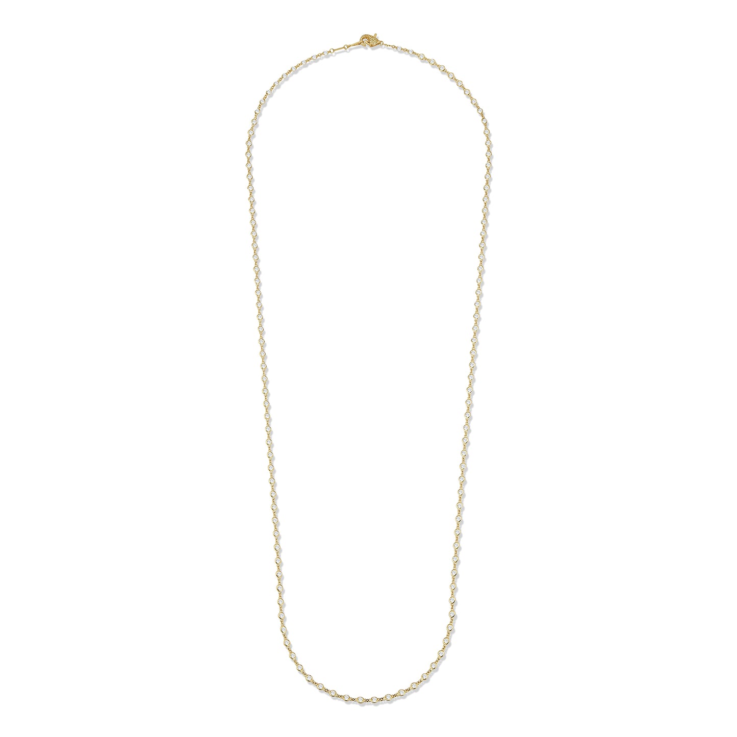 All Connect Plain Bezel Diamond By The Yard Necklaces with Pave Lobster Clasp