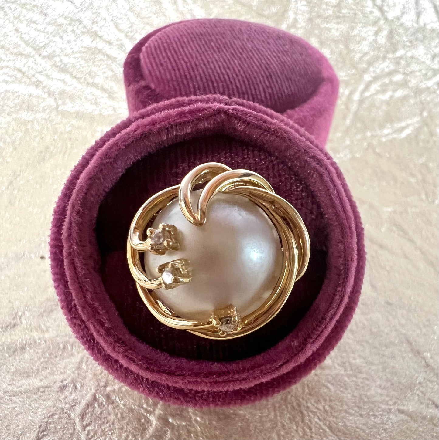 Pearl Diamond 14kt Yellow Gold Estate Ring