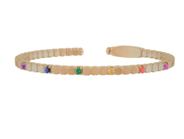 18K Rose Gold Bangle with 5 Rainbow Sapphires