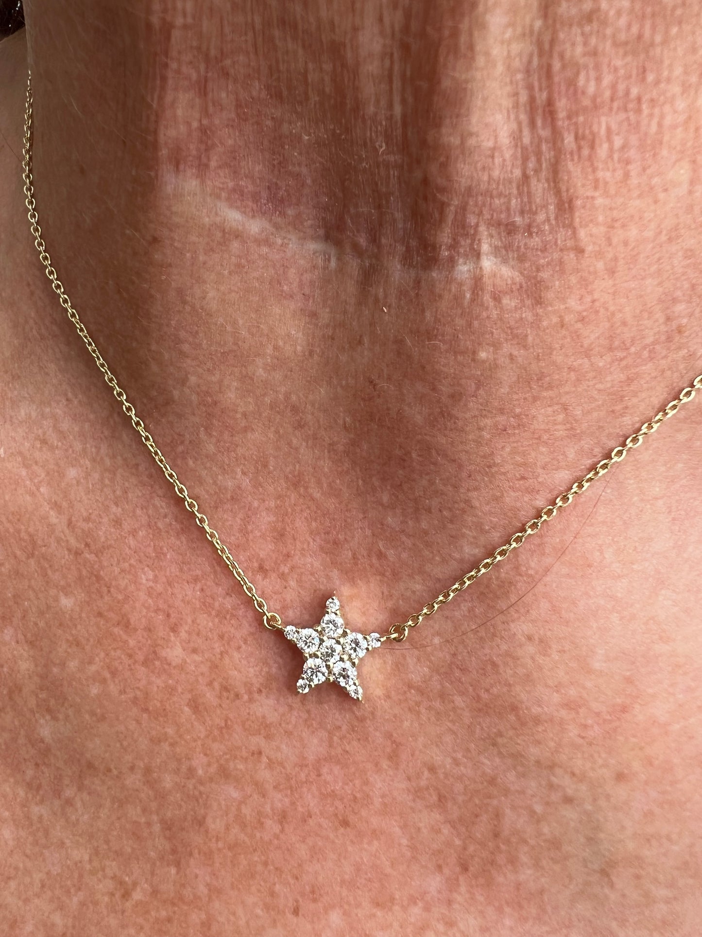 Yellow Gold Diamond Star Necklace