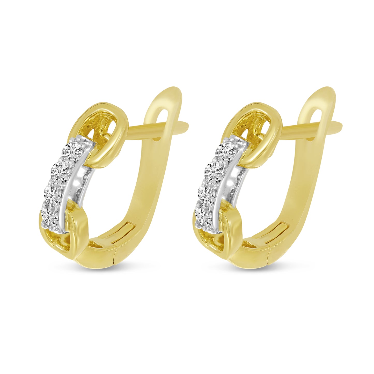 Brevani Diamond 2-Tone Huggie Earrings