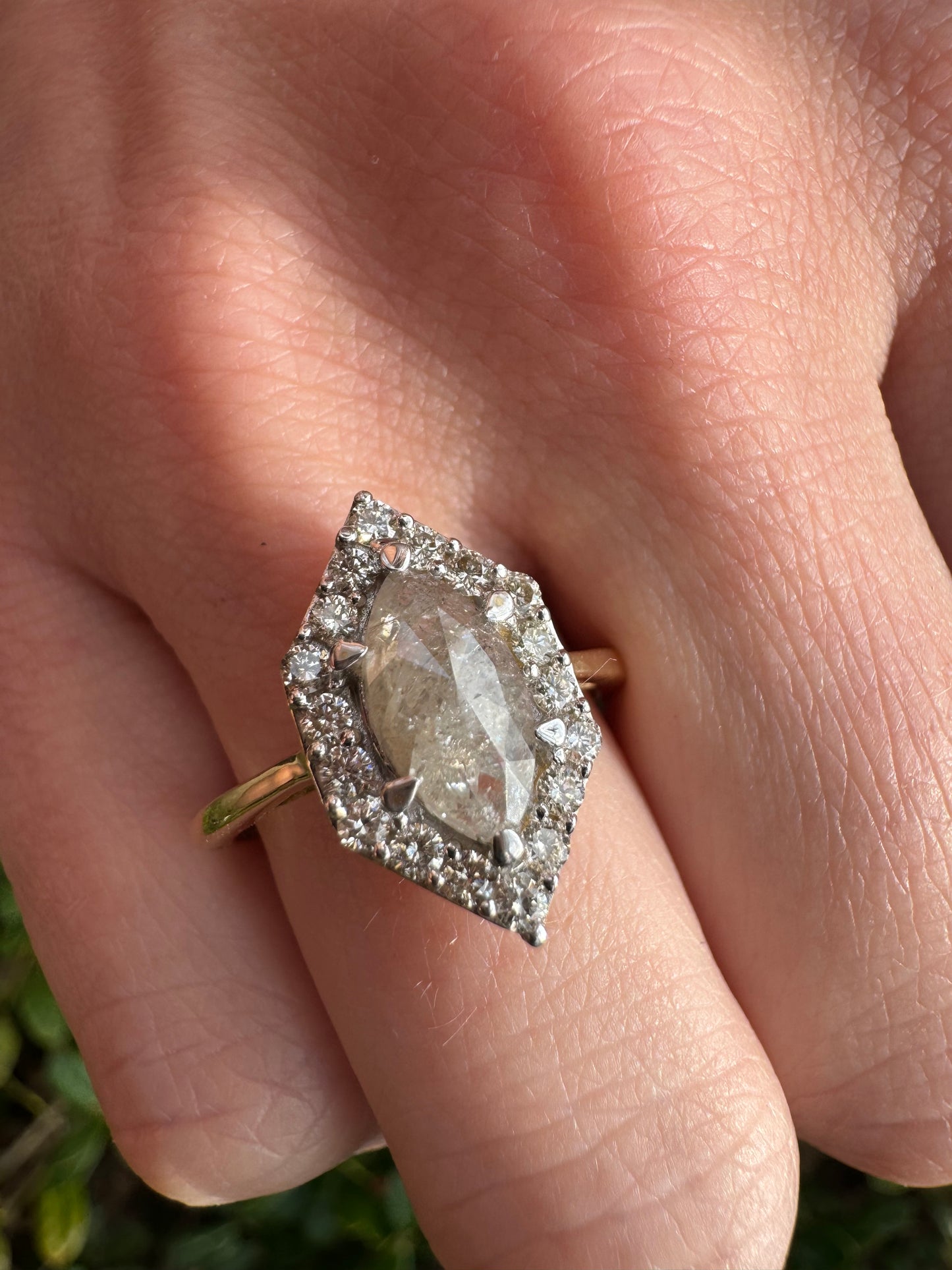 Marquise Salt and Pepper Diamond Ring