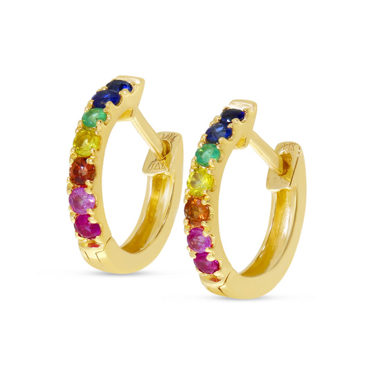 Brevani Rainbow Sapphire Petite Huggie Earrings