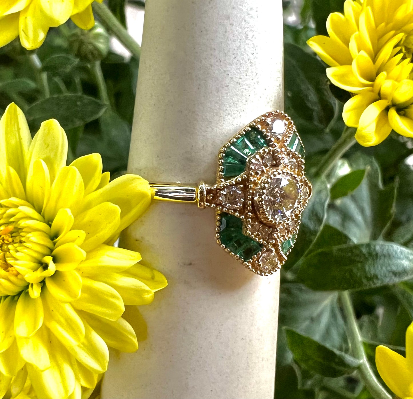 Emerald Diamond Art Deco Ring