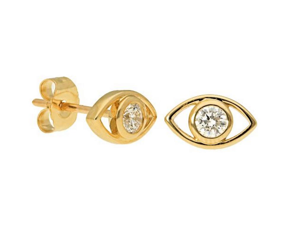 Evil Eye Diamond Stud Earrings