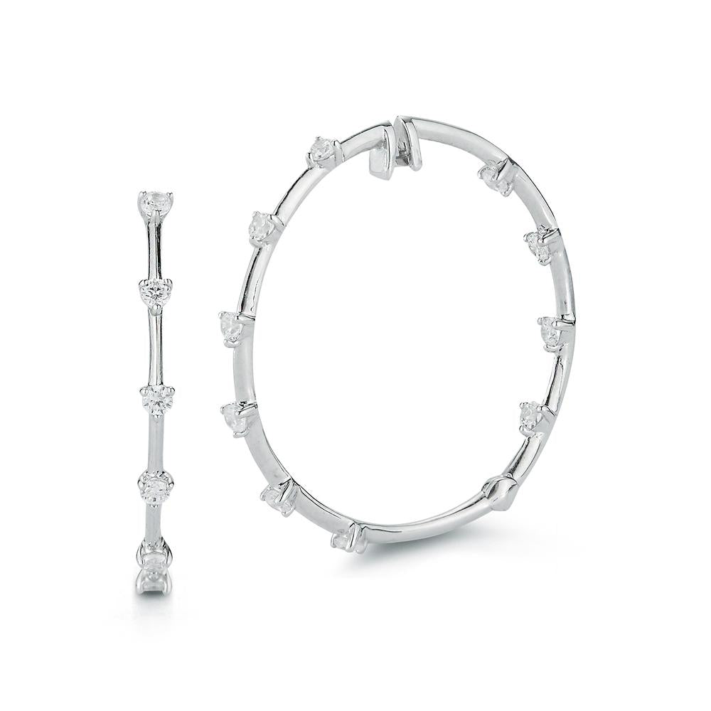 Inside and Outside Raised Diamond Hoop Earrings