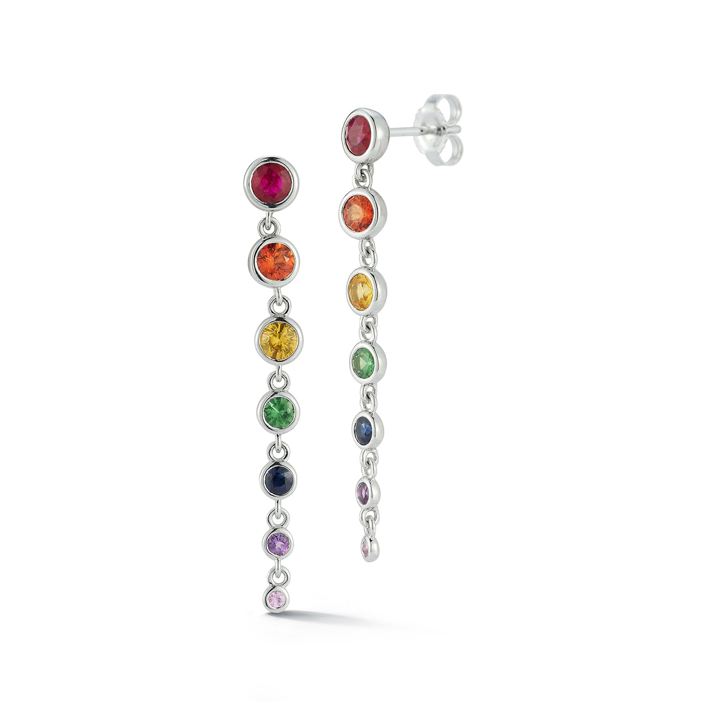 Rainbow Bezel Drop Stud Earrings
