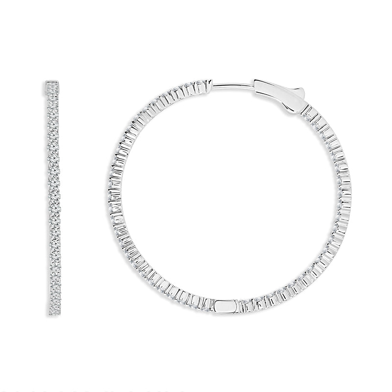 Diamond Hoops Earrings 2.00 ct tw 14k White Gold