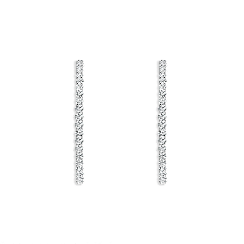 Diamond Hoops Earrings 3.00 ct tw 14k White Gold