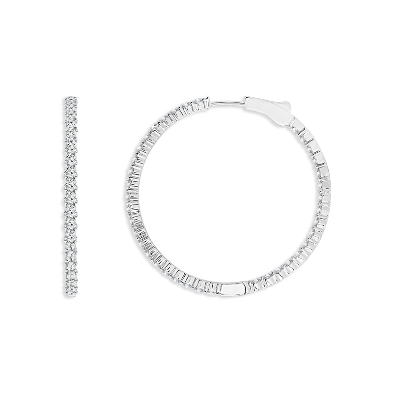 Diamond Hoops Earrings 3.00 ct tw 14k White Gold