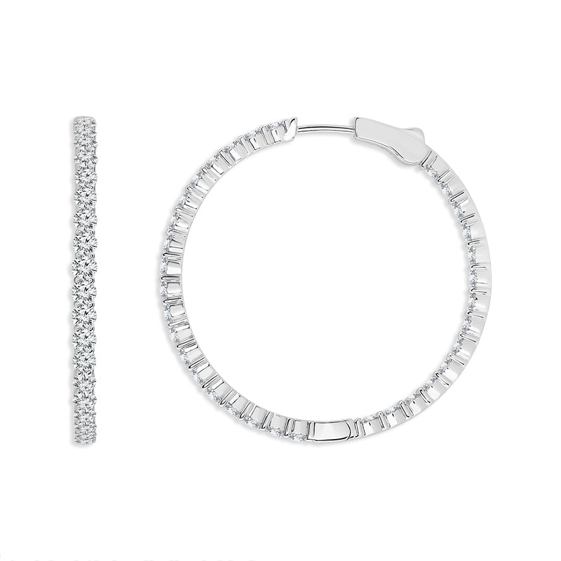Diamond Hoops Earrings 4.00 ct tw 14k White Gold