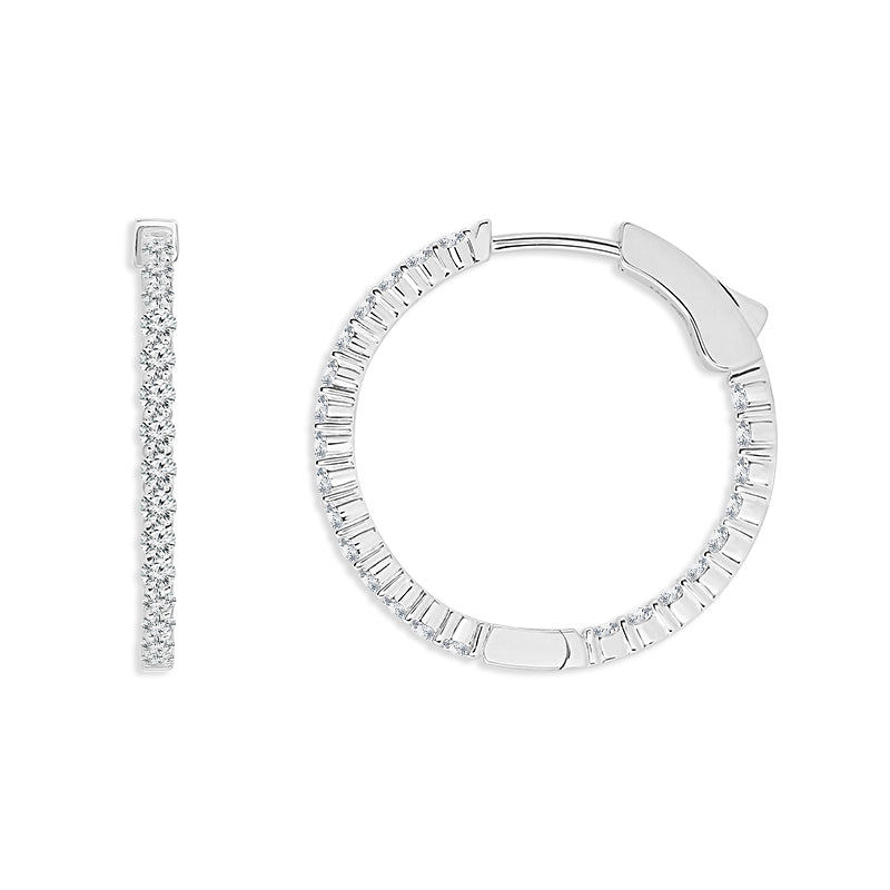 Diamond Hoops Earrings 1.00 ct tw 14k White Gold