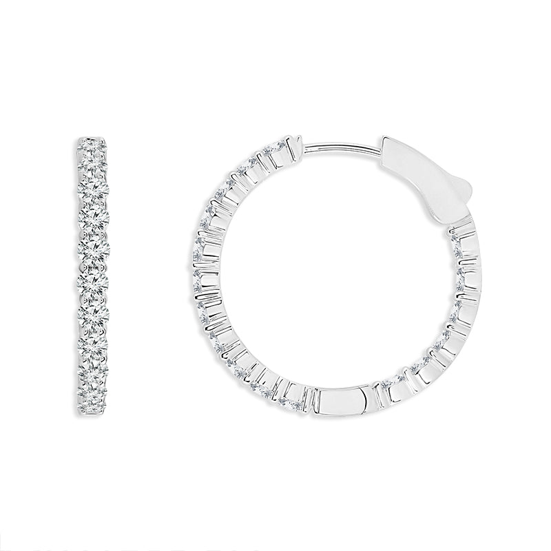 Diamond Hoops Earrings 2.00 ct tw 14k White Gold