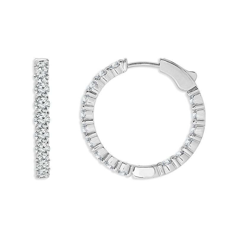 Diamond Hoops Earrings 3.00 ct tw 14k White Gold