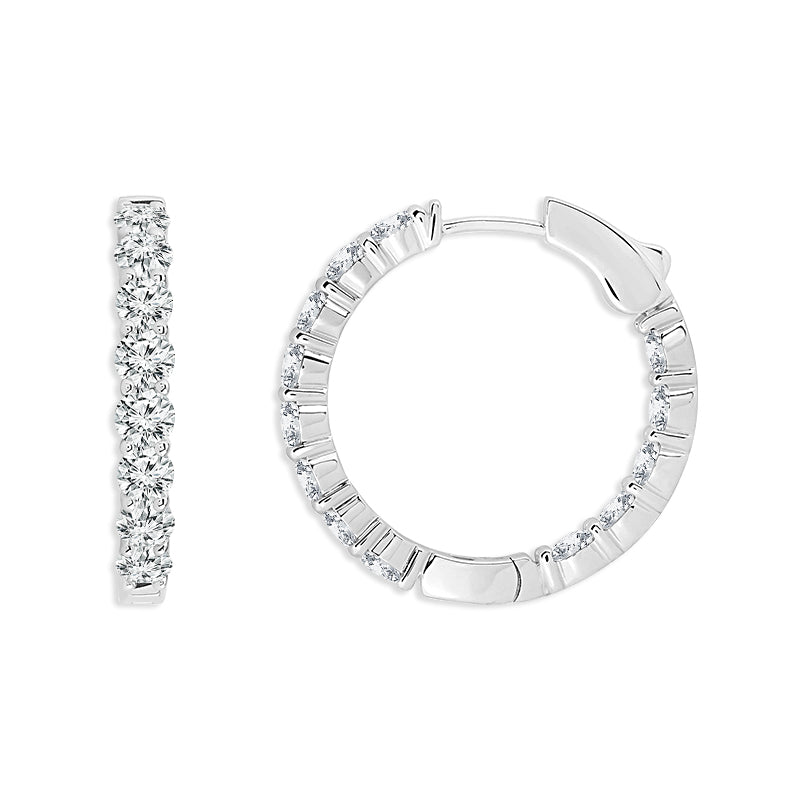 Diamond Hoops Earrings 4.00 ct tw 14k White Gold