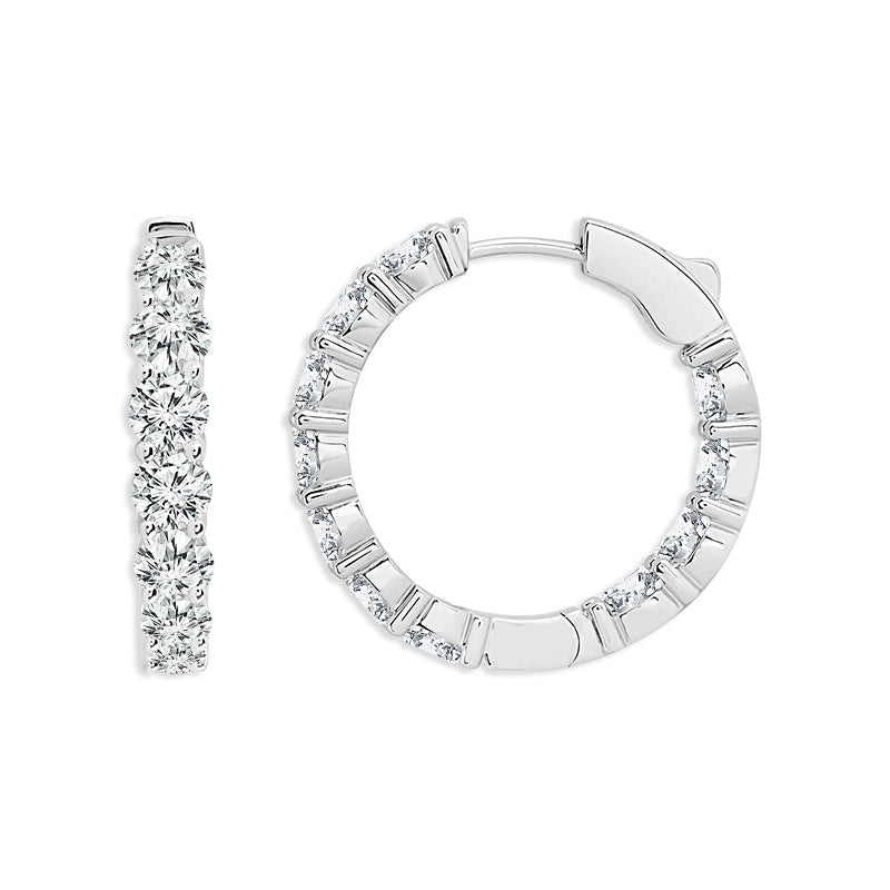 Diamond Hoops Earrings 7.00 ct tw 14k White Gold