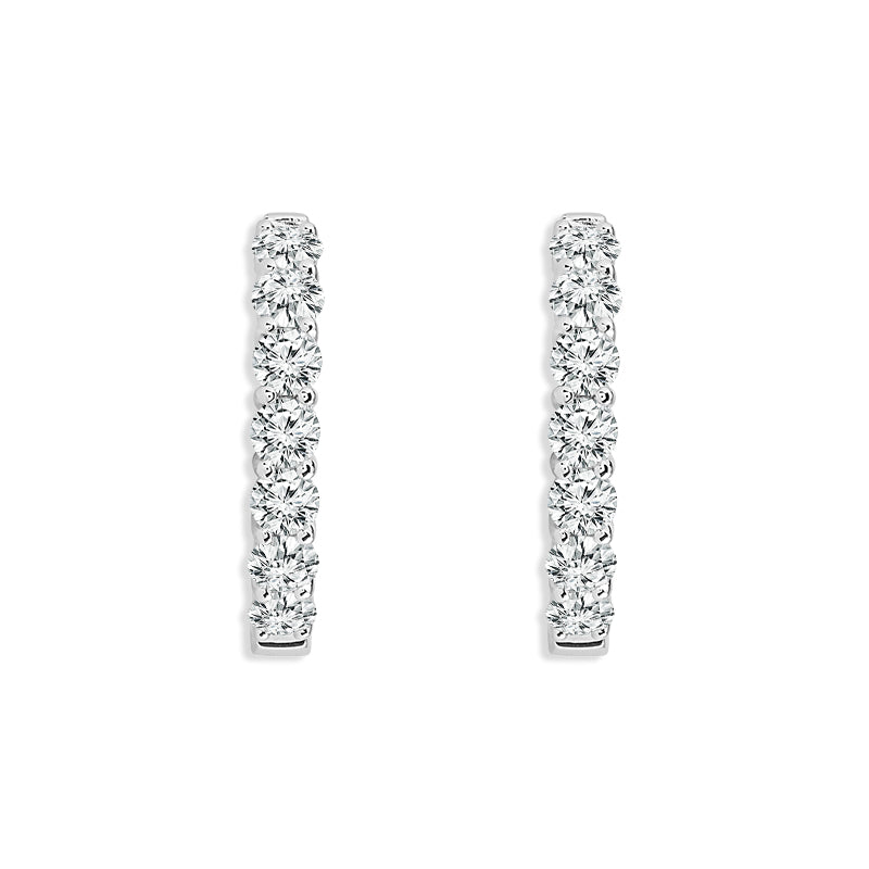 Diamond Hoops Earrings 3.00 ct tw 14k White Gold