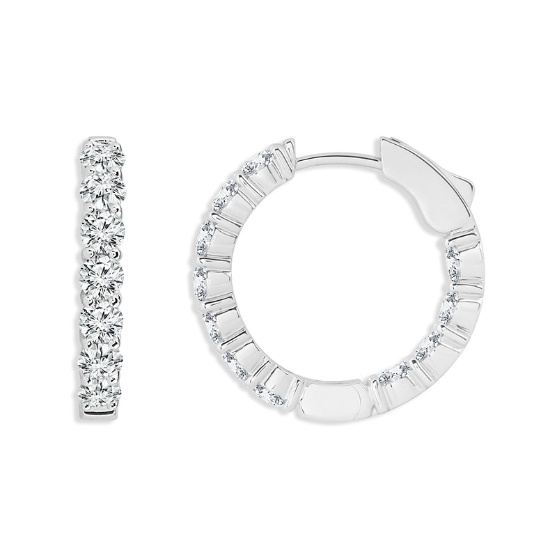 Diamond Hoops Earrings 3.00 ct tw 14k White Gold