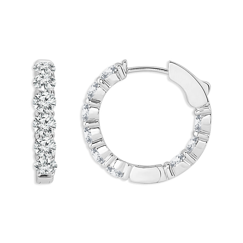 Diamond Hoops Earrings 4.00 ct tw 14k White Gold