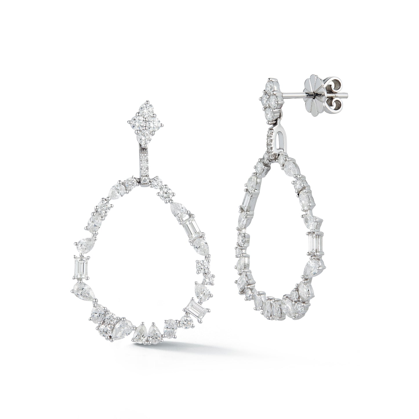 Mix Diamond Oval Shape Stud Drop Earrings