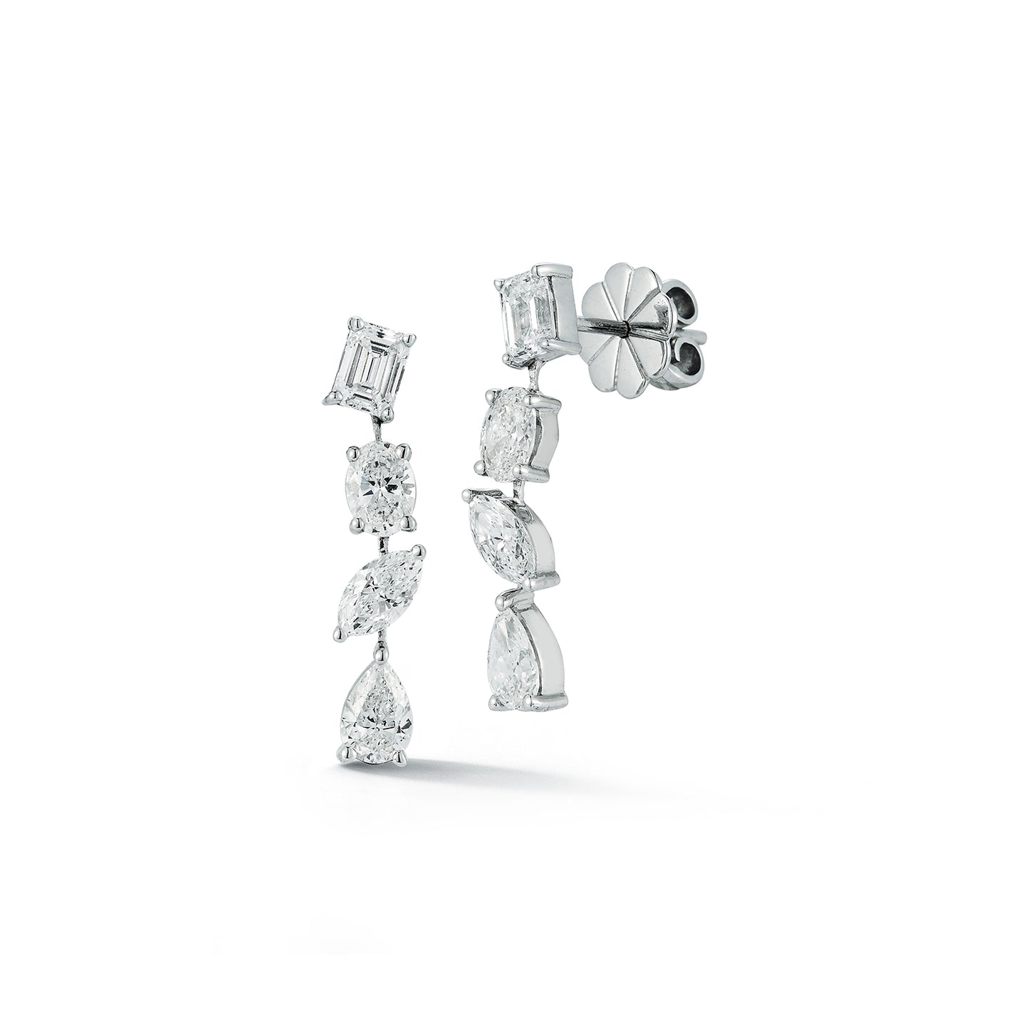 Mixed Shape Diamond Drop Stud Earrings
