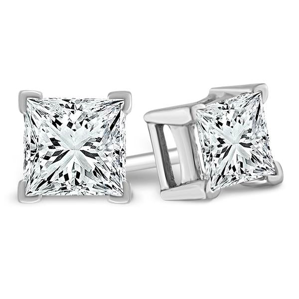 Diamond Solitaire Earrings 1.5 ct tw 14k White Gold