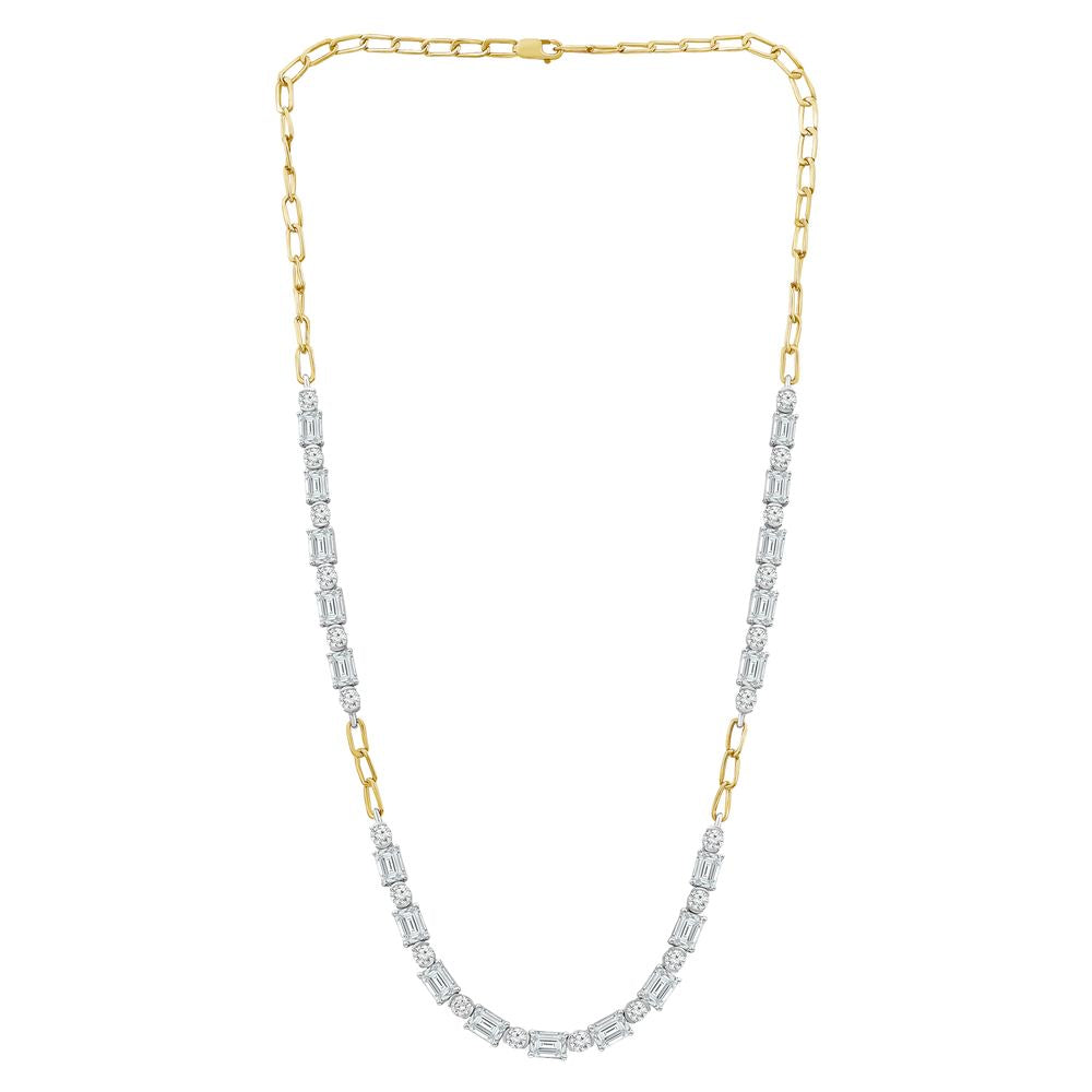 Diamond Fashion Necklace 11.75 ct tw 14k Yellow Gold+14k White Gold