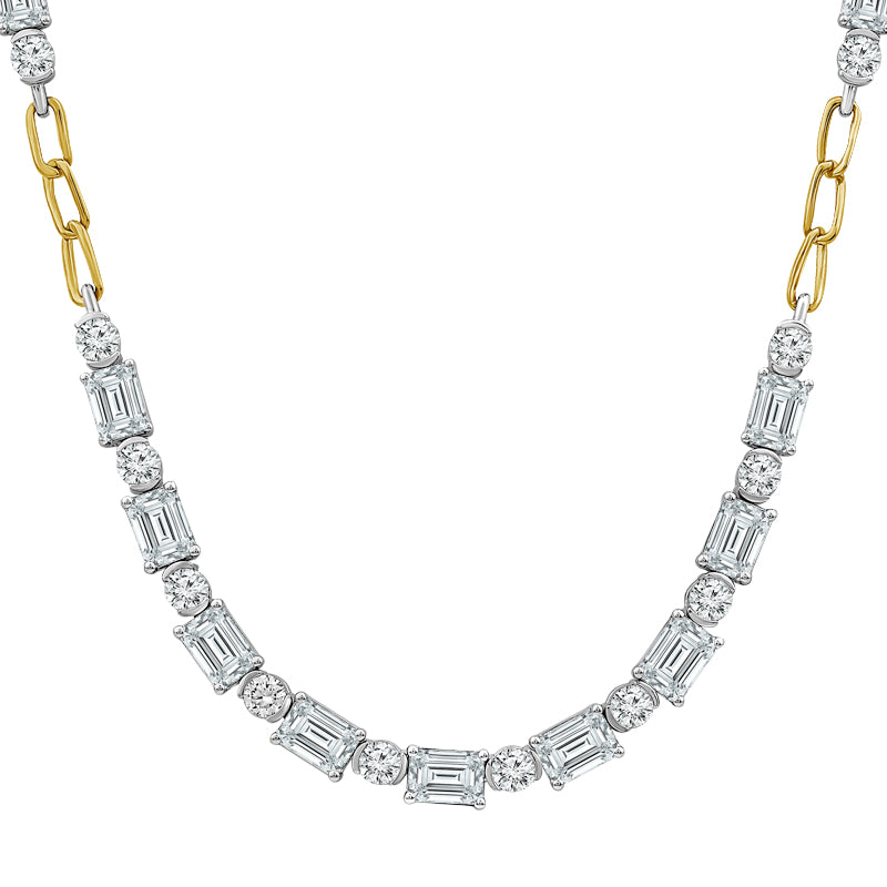 Diamond Fashion Necklace 11.75 ct tw 14k Yellow Gold+14k White Gold