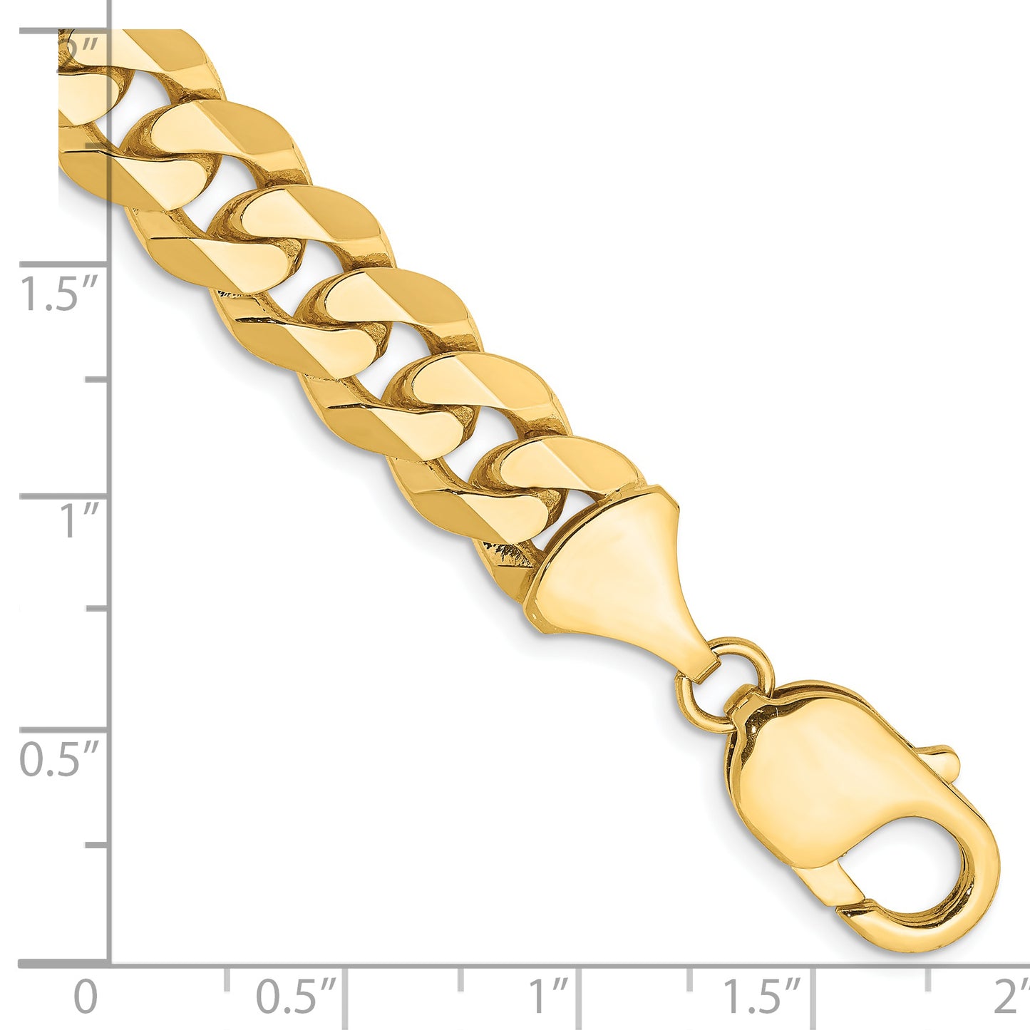 14k 9.5mm Flat Beveled Curb Chain