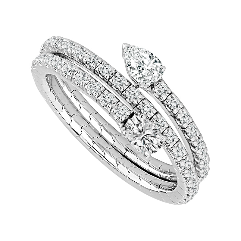 1/2 Carat Oval & Pear Diamond White Gold Flexible Ring