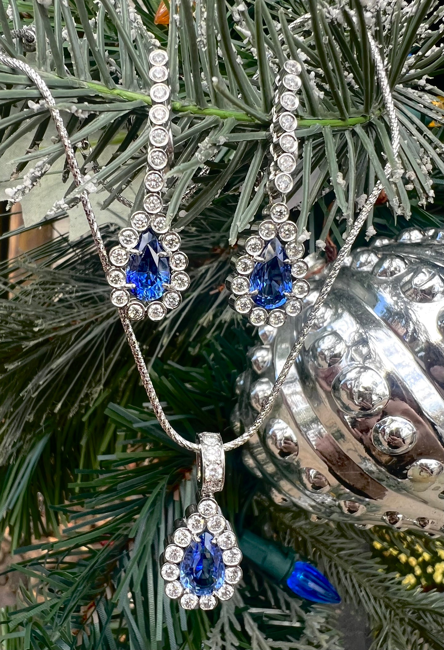 Sapphire and Diamond Drop Necklace