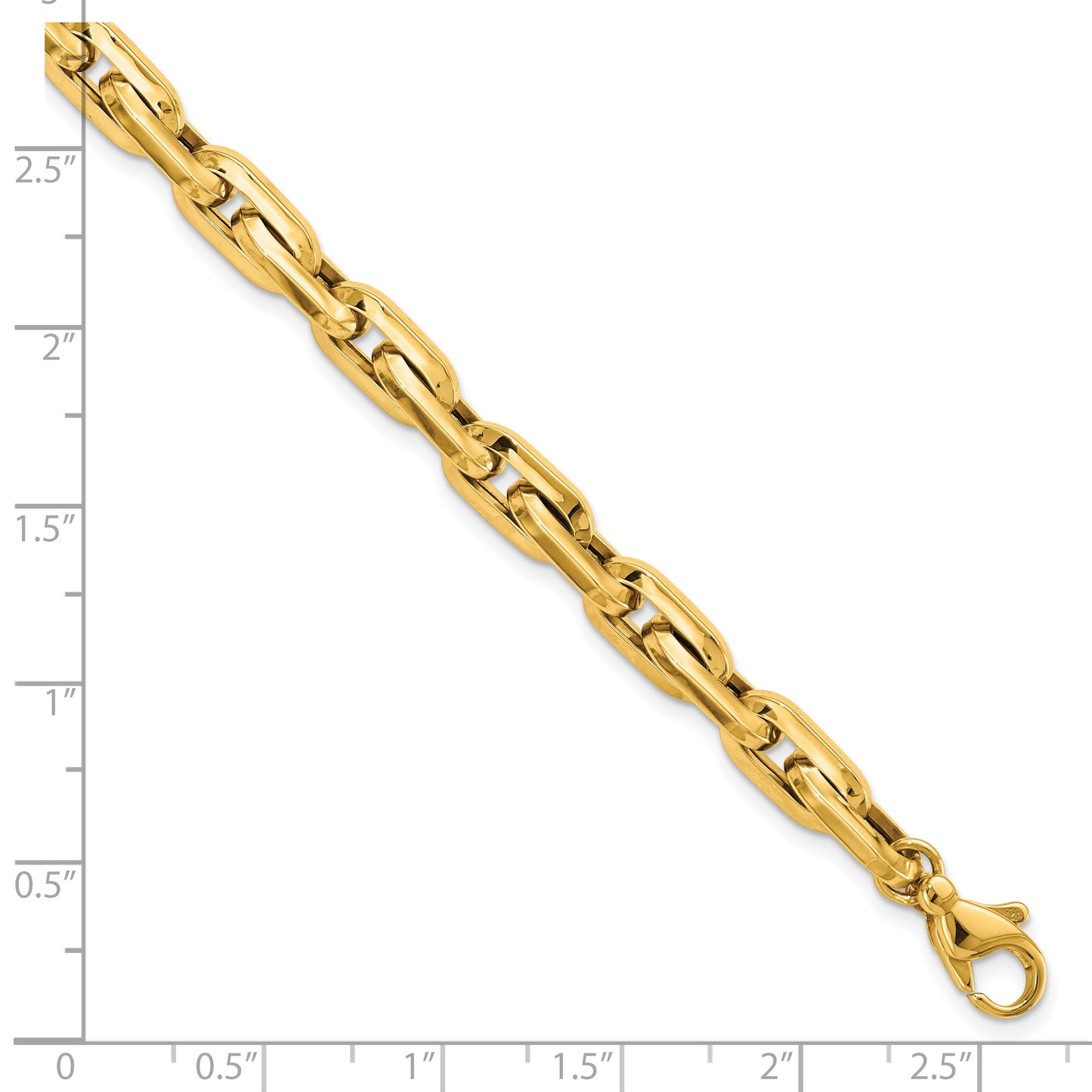 14K Polished Fancy Long Cable Link Mens 8.25in Bracelet