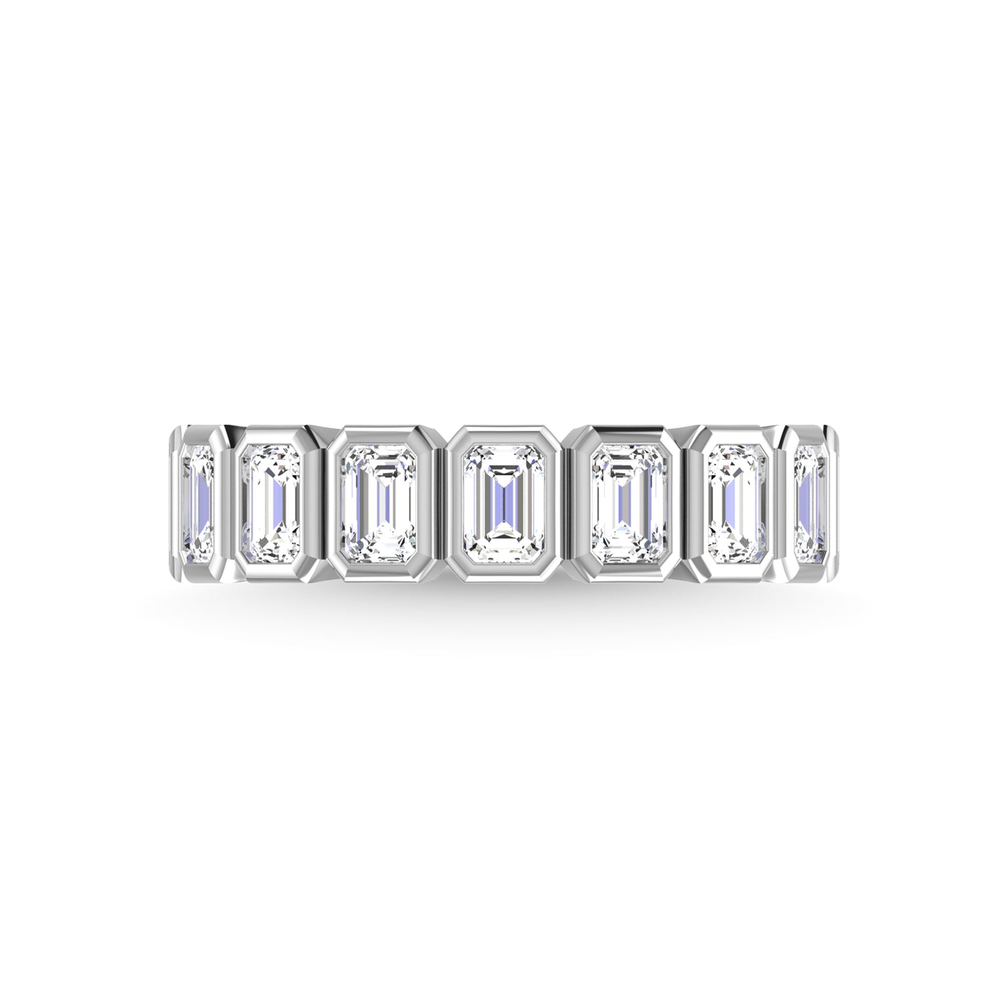 14K White Gold Diamond 7/8 Ct.Tw. Emerald Shape Half Way Bezel Band