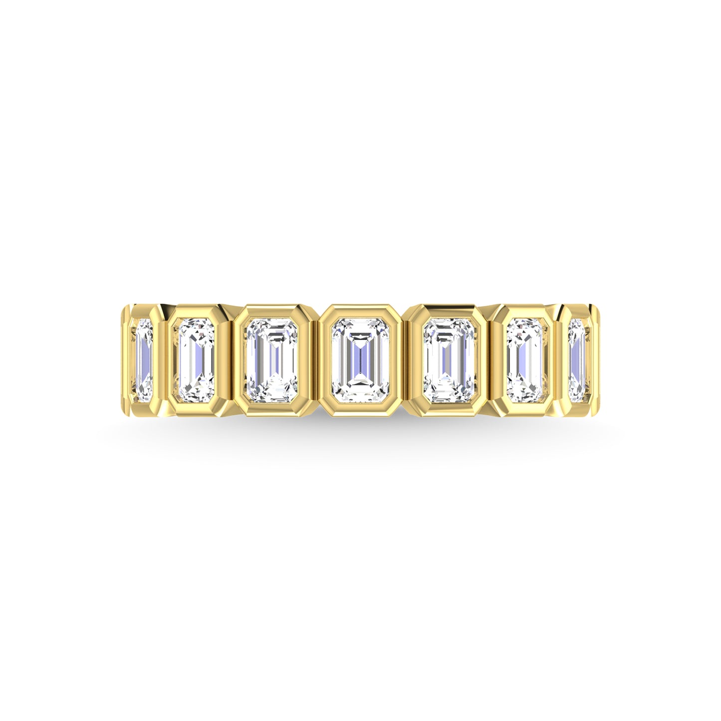 14K Yellow Gold Diamond 1 3/4 Ct.Tw. Emerald Shape Half Way Bezel Band