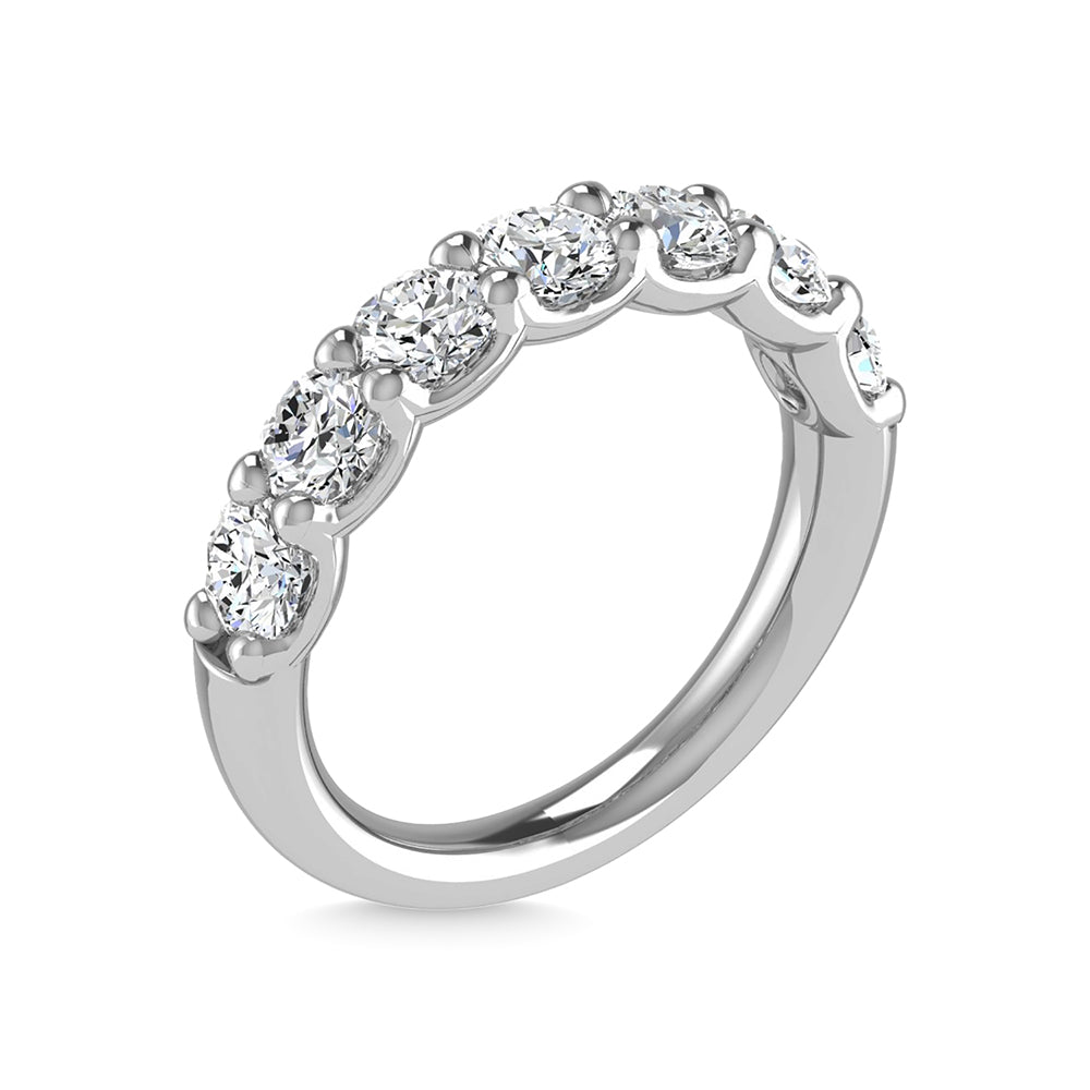 14K White Gold Diamond 5/8 Ct.Tw. Round Shape Half Way Wedding Band